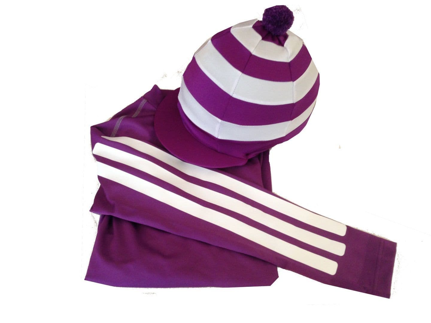 Children's Purple/White Striped Base Layer & Hat Silk