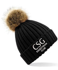 City St George's Black Faux Fur Pom Pom Hat – BC412