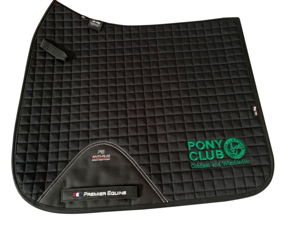 Cobham & Wimbledon PC Black embroidered Premier Equine Dressage Saddlecloths