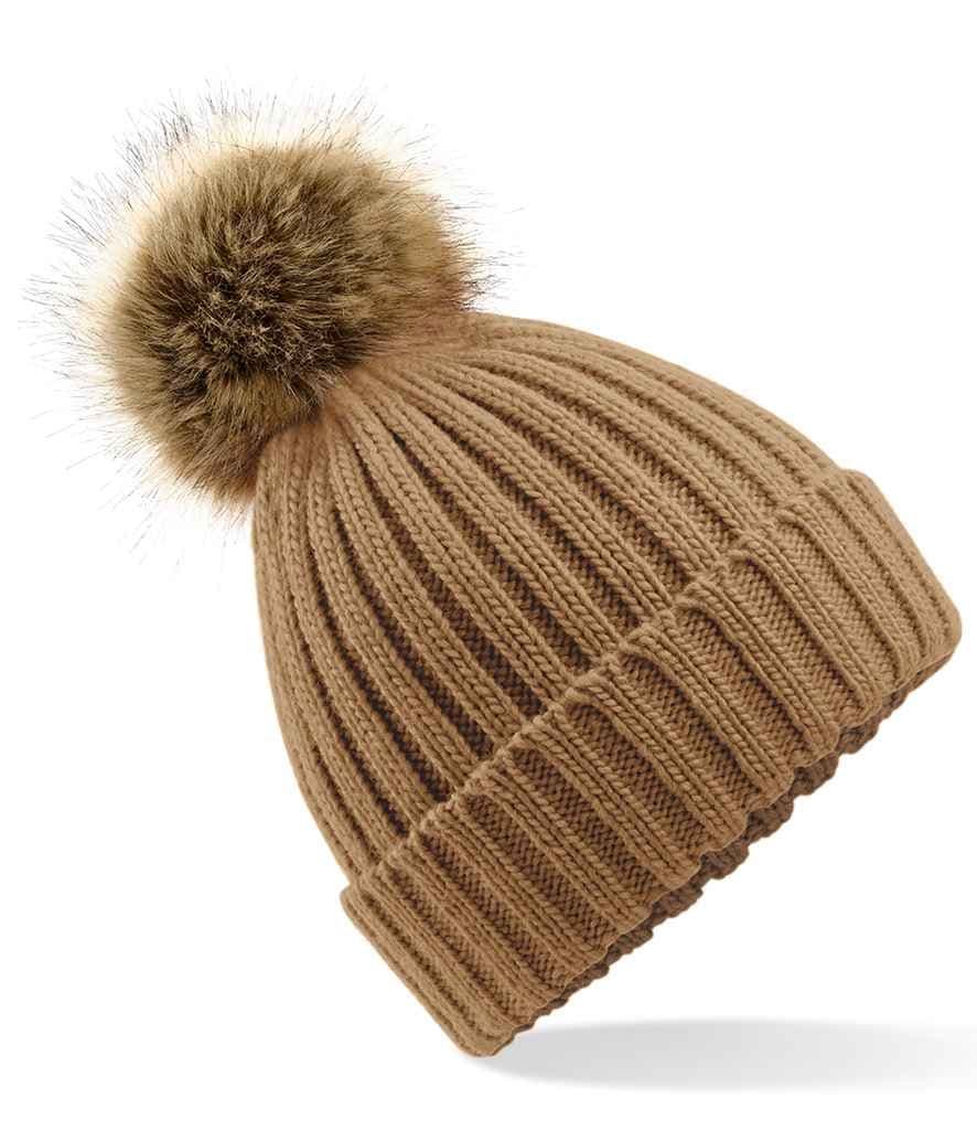 Faux Fur Pom Pom Chunky Beanie – Optional Personalisation
