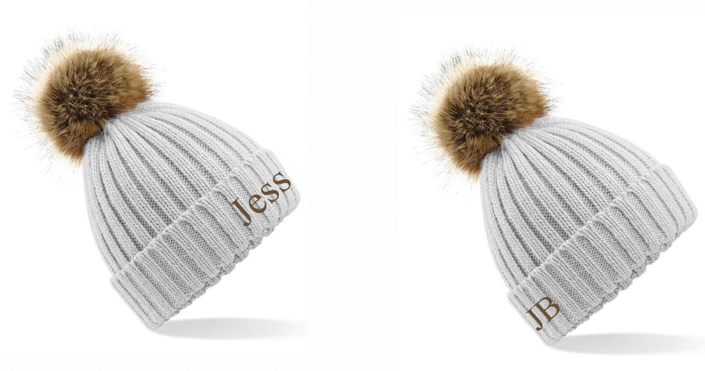Faux Fur Pom Pom Chunky Beanie – Optional Personalisation