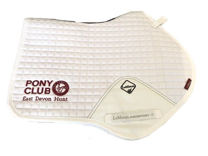 East Devon Hunt PC embroidered white Le Meiux Close Contact Saddlecloths