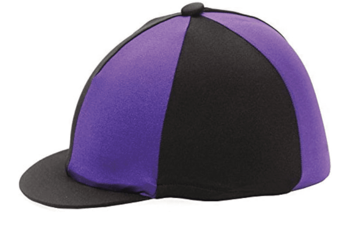 Ellesmere College Black/Purple quartered Lycra Hat Silk with button