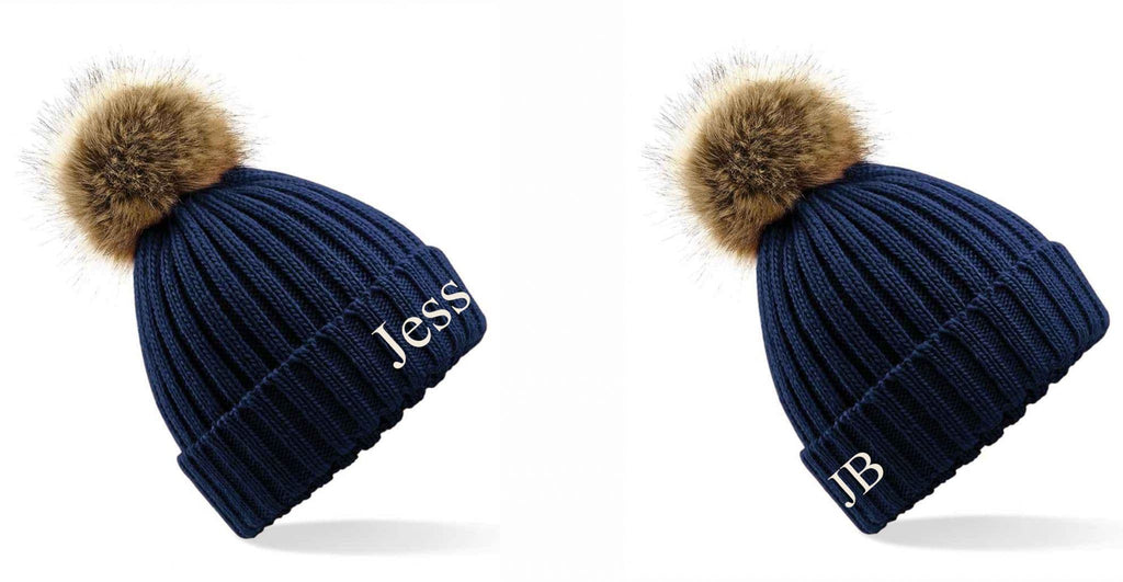 Faux Fur Pom Pom Chunky Beanie – Optional Personalisation