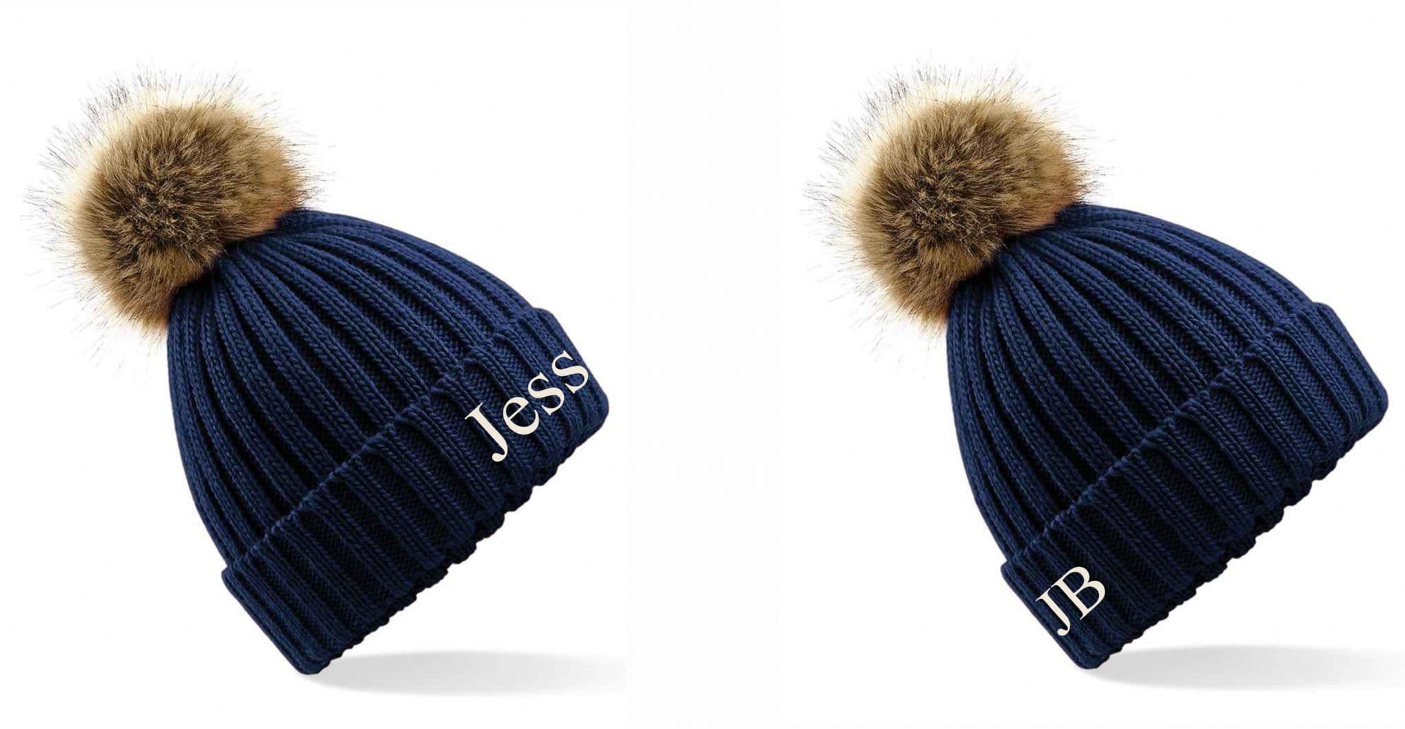 Faux Fur Pom Pom Chunky Beanie – Optional Personalisation