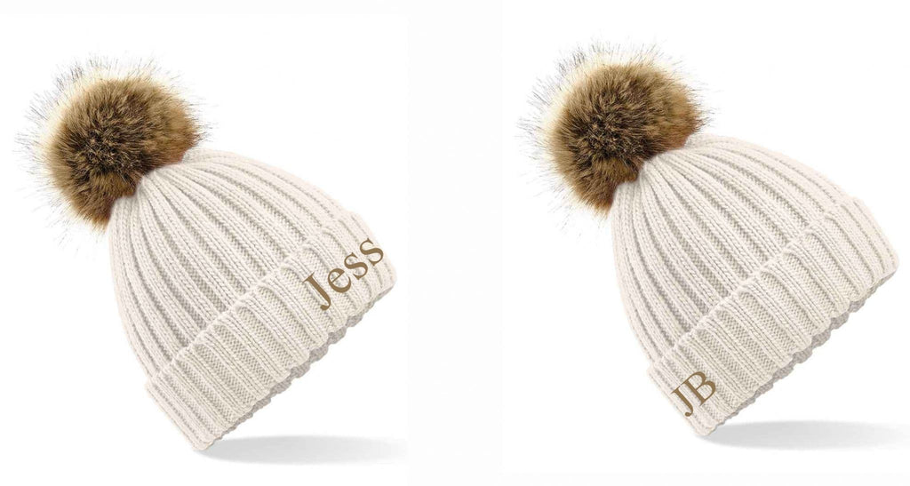 Faux Fur Pom Pom Chunky Beanie – Optional Personalisation