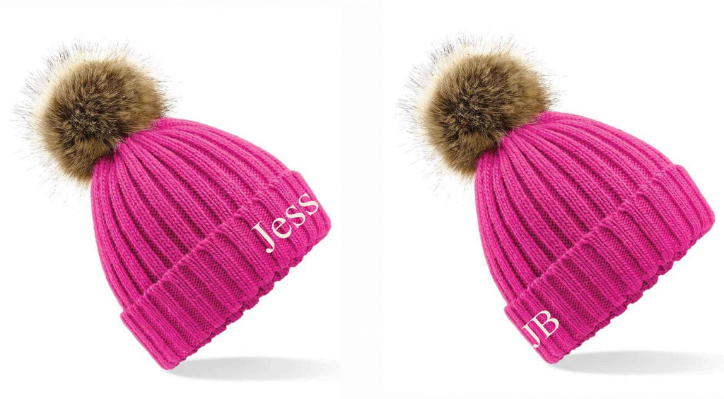 Faux Fur Pom Pom Chunky Beanie – Optional Personalisation