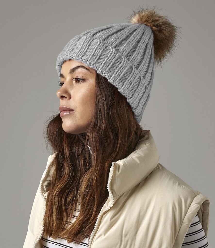 Faux Fur Pom Pom Chunky Beanie – Optional Personalisation