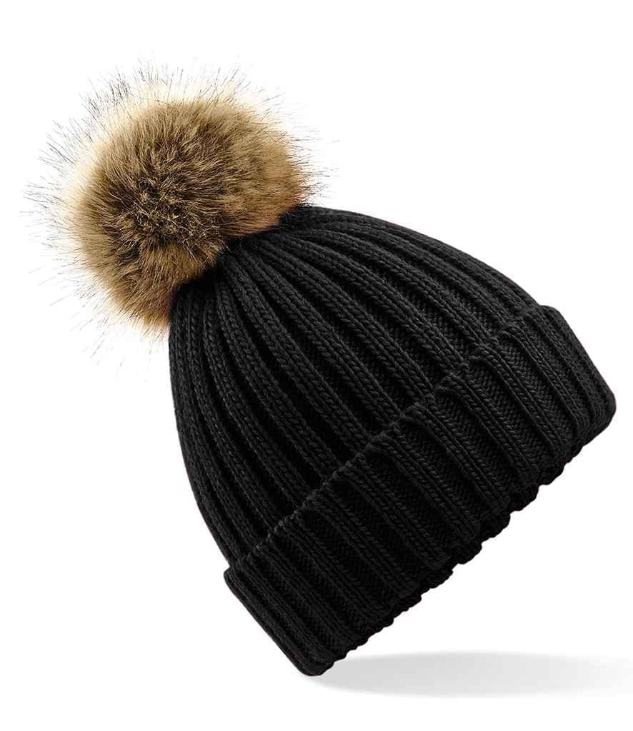 Faux Fur Pom Pom Chunky Beanie – Optional Personalisation