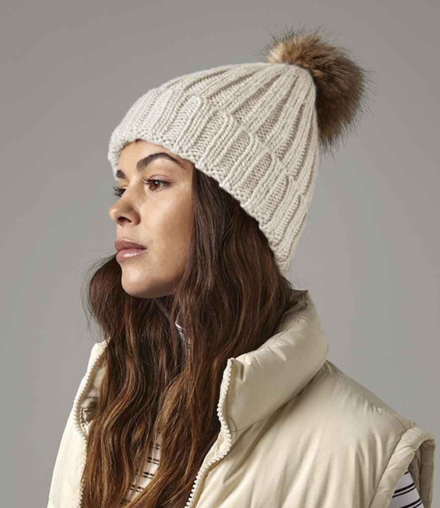 Faux Fur Pom Pom Chunky Beanie – Optional Personalisation