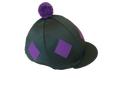 Fitzwilliam Bottle Green Silk with purple diamonds and pompom