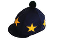 Heath Mount School Navy Lycra Hat Silk with Golden Yellow stars and Bottle green pompom