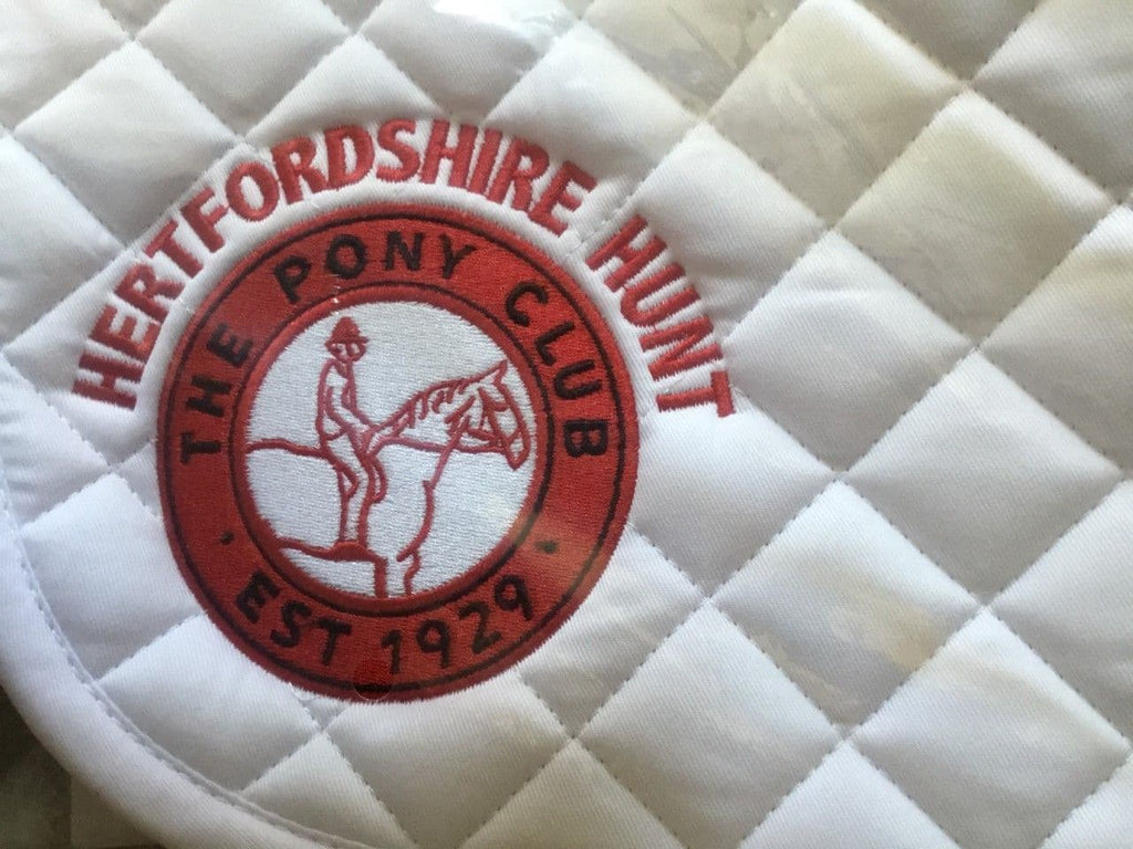 Herts Hunt white embroidered Dressage Saddlecloths