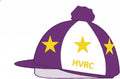 HVRC Purple/White purple peak and pompom Riding Club Hat Silk