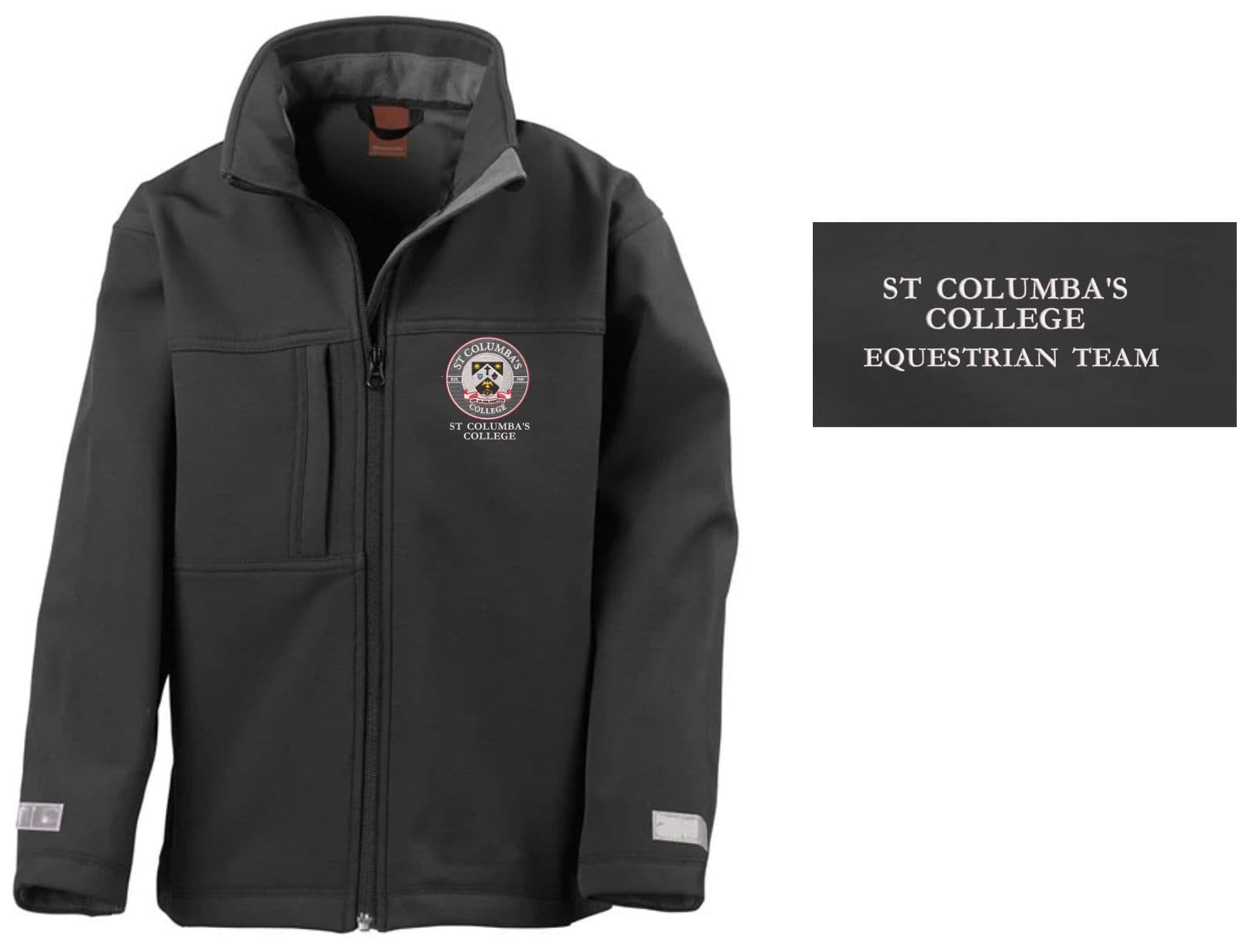 Junior Black Classic Softshell 3 layer jacket St Columba's College NSEA R121J