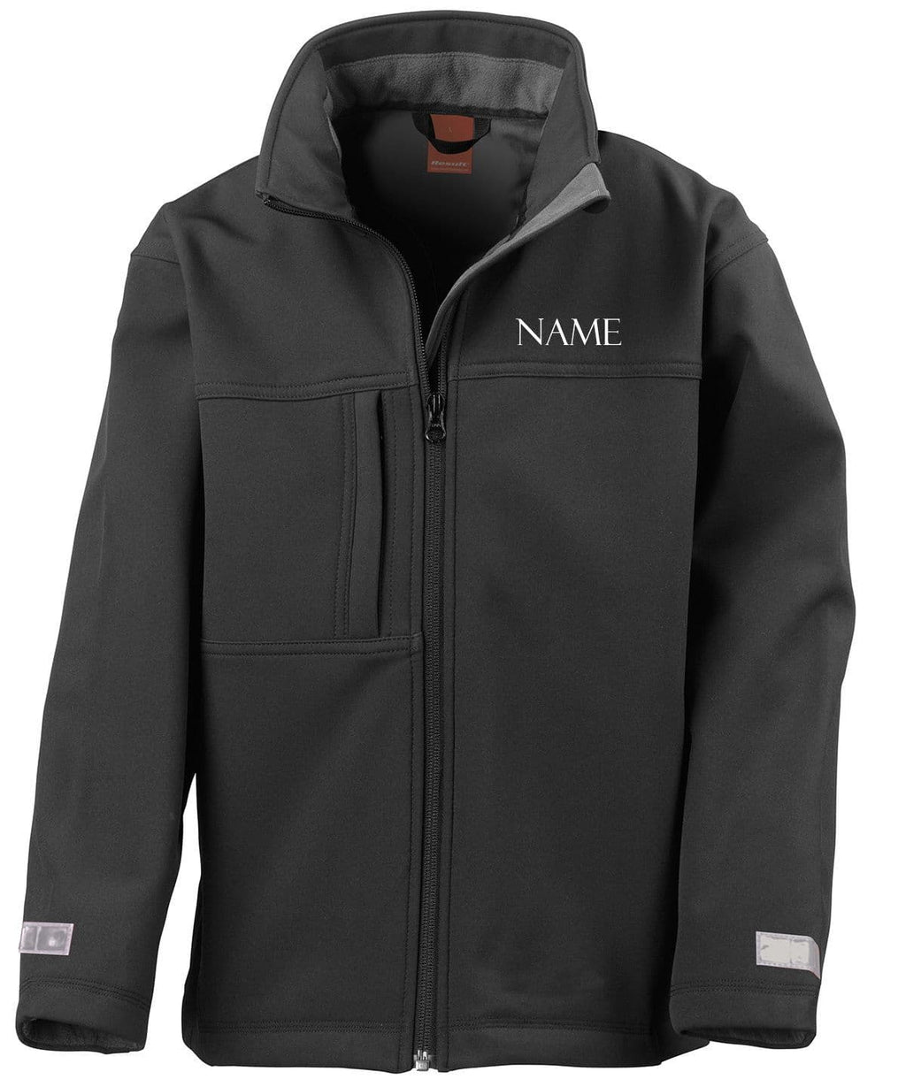 Junior Classic Softshell 3 layer jacket. Black/Navy or Royal