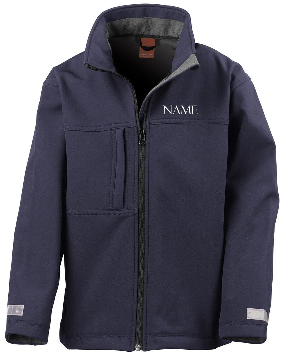 Junior Classic Softshell 3 layer jacket. Black/Navy or Royal