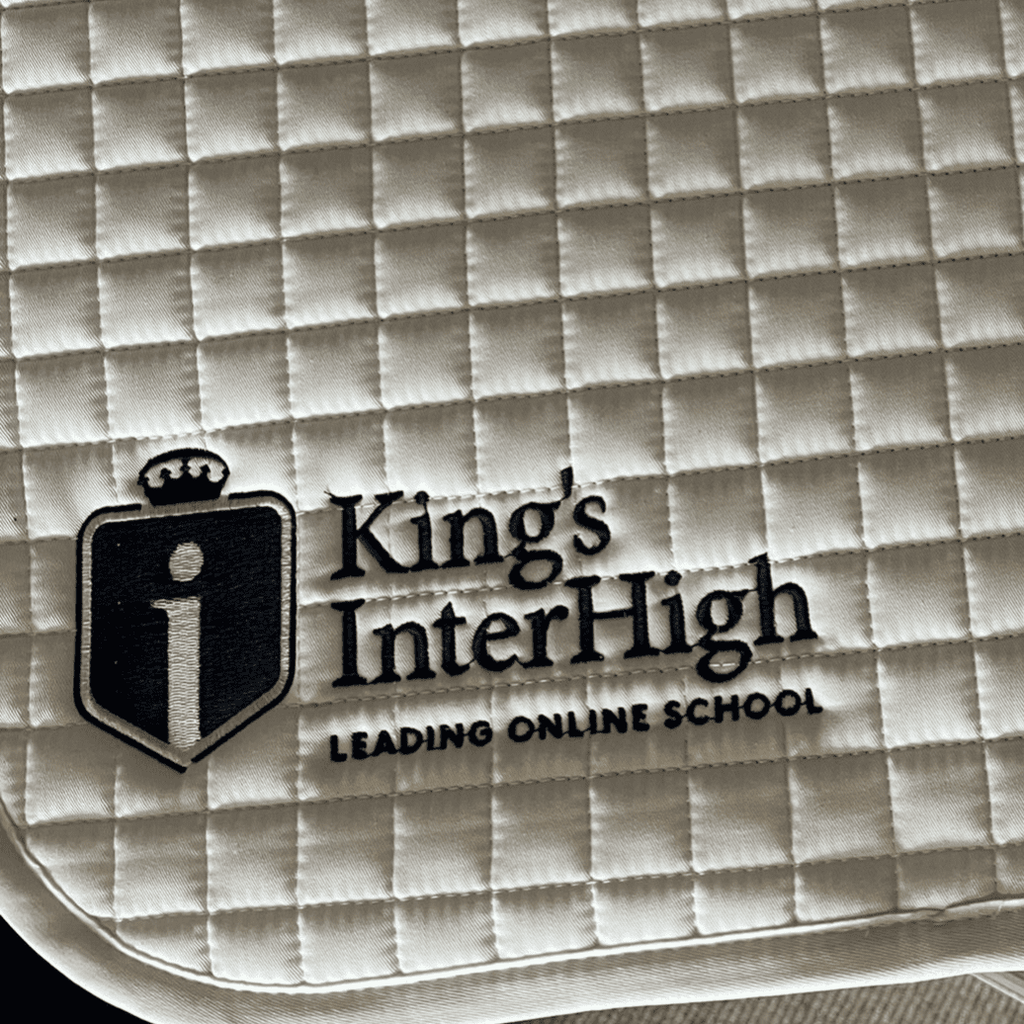 Kings Interhigh School embroidered white Le Meiux Dressage Saddlecloths
