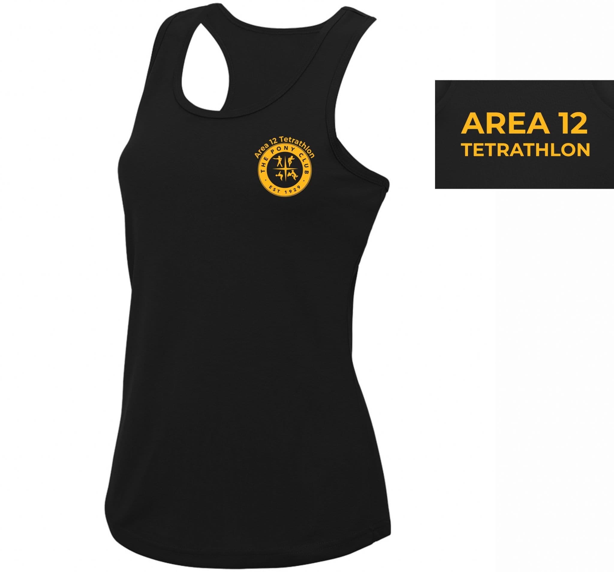 LADIES Area 12 Tetrathlon Black 'cool' Vest – JC015