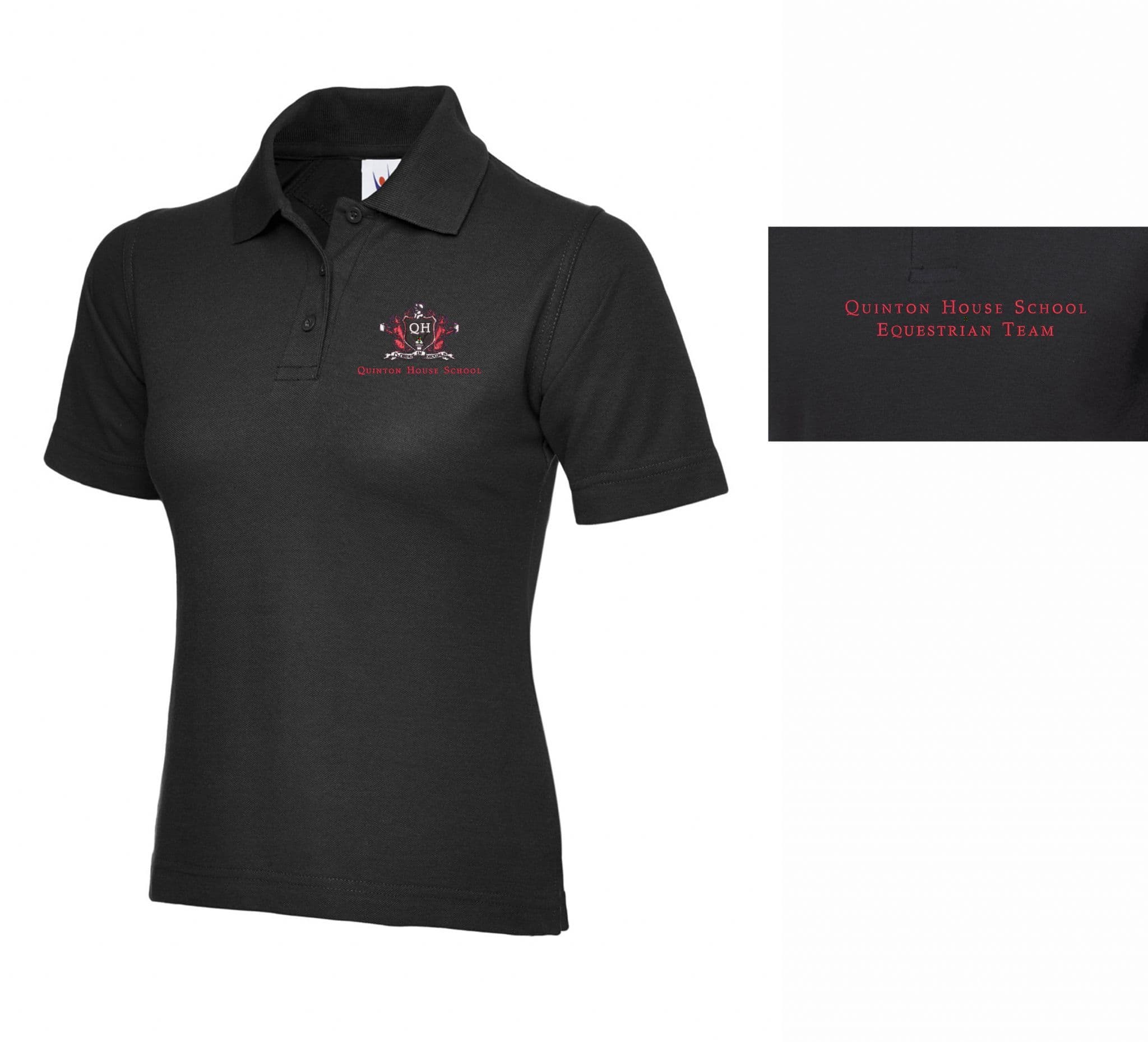 Ladies Fit Quinton House School Polo Shirt – Black UC106