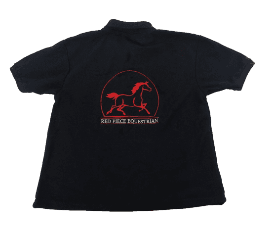 Navy CHILD Red Piece Equestrian Stables Polo Shirt