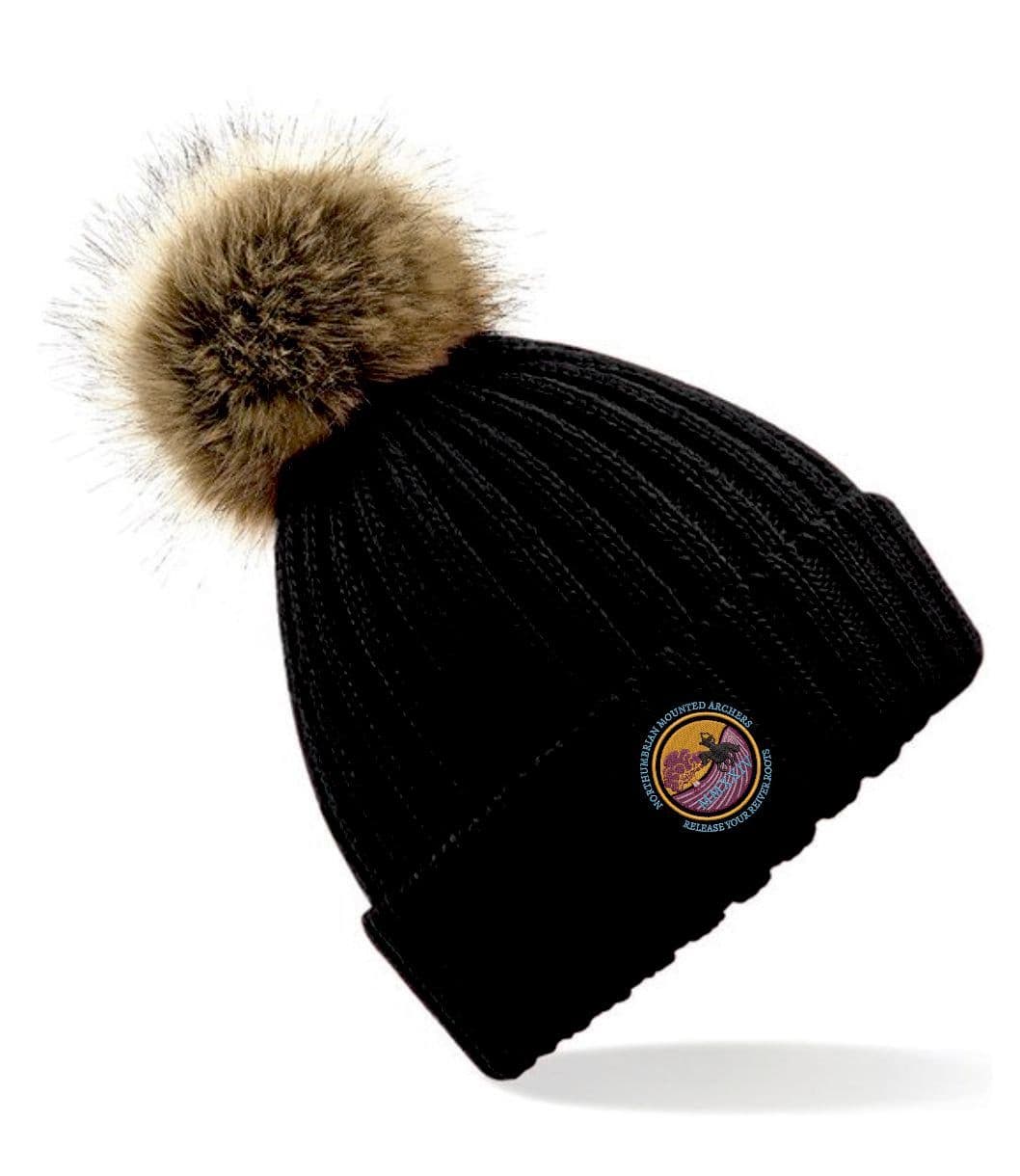 Northumbrian Mounted Archers Faux Fur pom pom chunky beanie.
