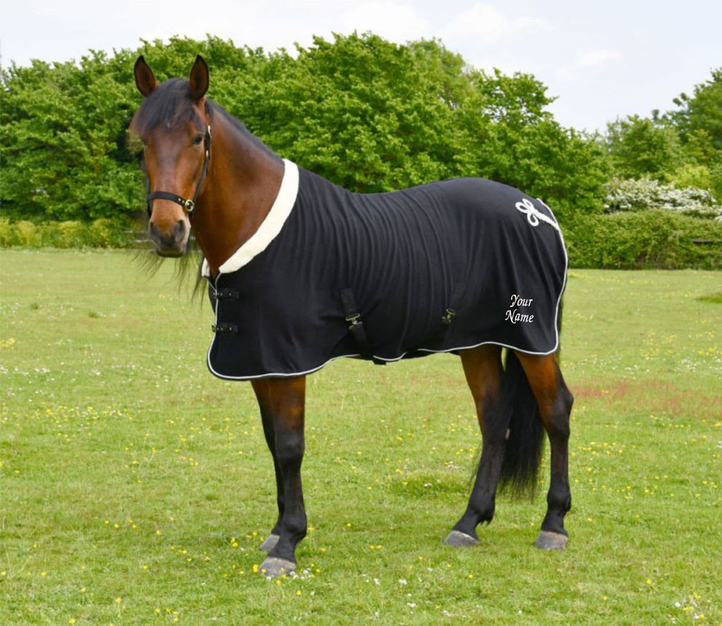Personalised Horse/Pony Show Fleece Rug with Faux Fur Collar