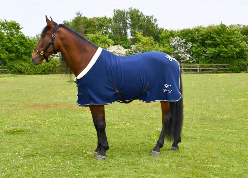 Personalised Horse/Pony Show Fleece Rug with Faux Fur Collar