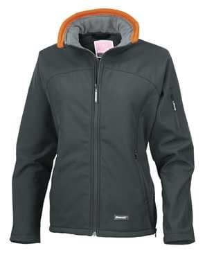 Personalised Ladies soft shell jacket – Navy/Black/Red