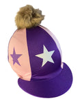 Purple/Baby pink silk with large stars and Faux Fur Pompom