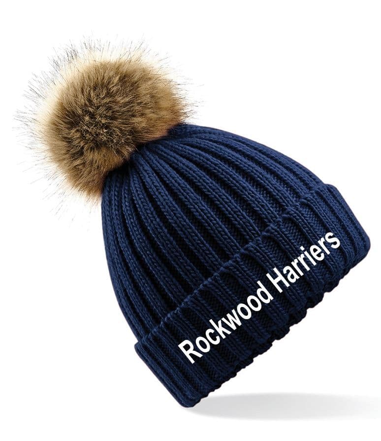 Rockwood Harriers Navy Faux Fur Pom Pom Hat – BC412