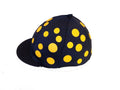 Rufford Hat Silks Navy with scattered golden yellow spots
