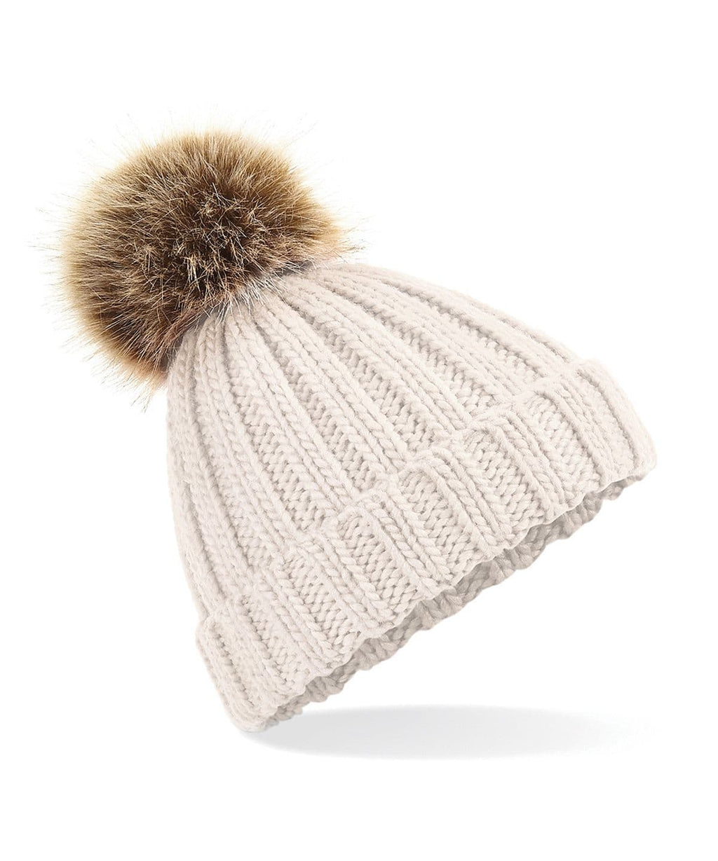 Sinderhope Trekking Centre Faux Fur pom pom chunky beanie.