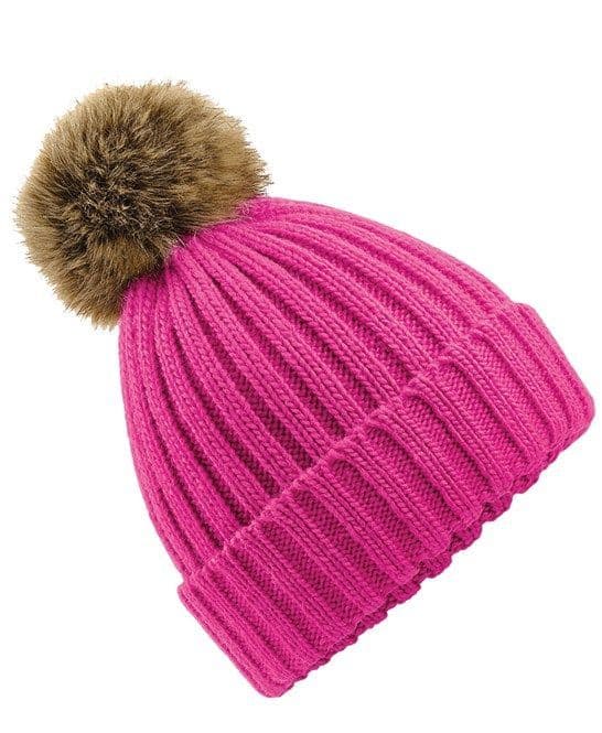 Sinderhope Trekking Centre Faux Fur pom pom chunky beanie.