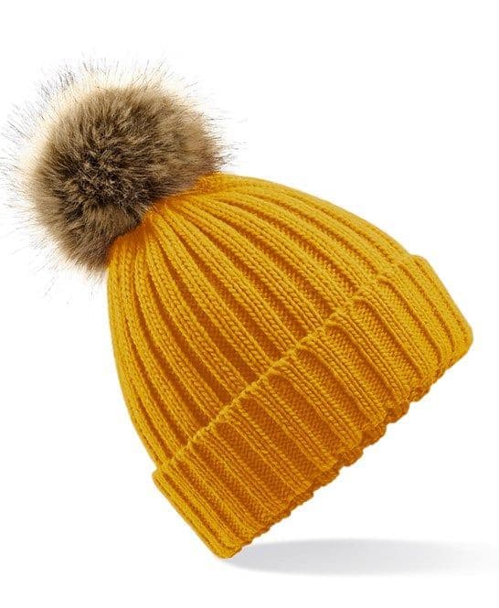 Sinderhope Trekking Centre Faux Fur pom pom chunky beanie.