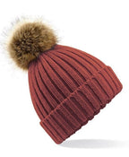 Sinderhope Trekking Centre Faux Fur pom pom chunky beanie.