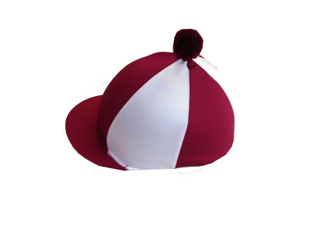 WDHC White/ Burgundy Lycra Hat Silk